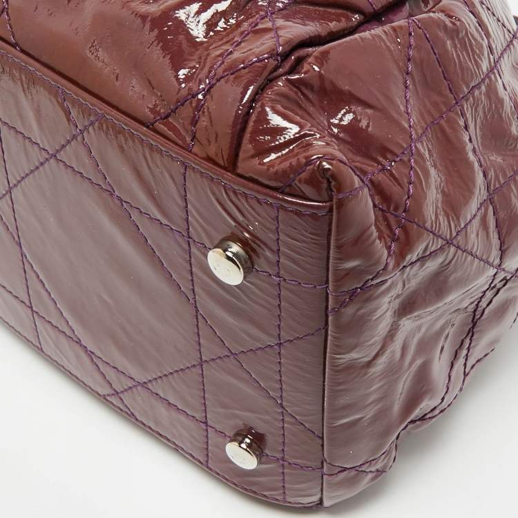 Pre Owned Dior Purple Cannage Patent Leather Le Trente Hobo