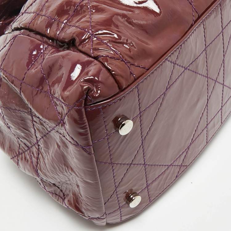 Pre Owned Dior Purple Cannage Patent Leather Le Trente Hobo