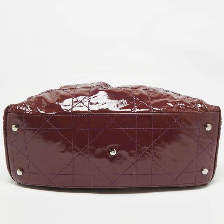 Pre Owned Dior Purple Cannage Patent Leather Le Trente Hobo