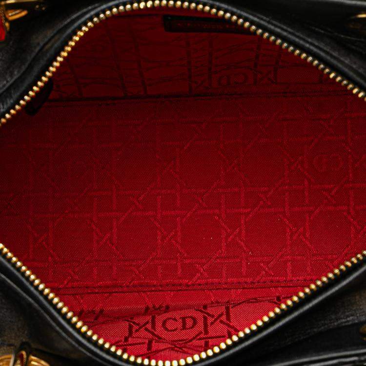 Pre Owned Dior Black Medium Lambskin Cannage Lady Dior