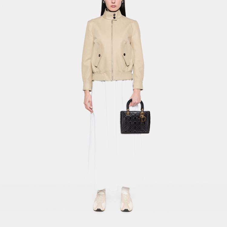 Pre Owned Dior Black Medium Lambskin Cannage Lady Dior