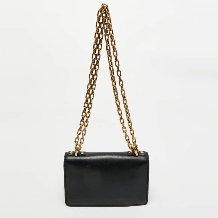 Pre Owned Dior Black Leather Mini J'Adior Chain Flap Bag