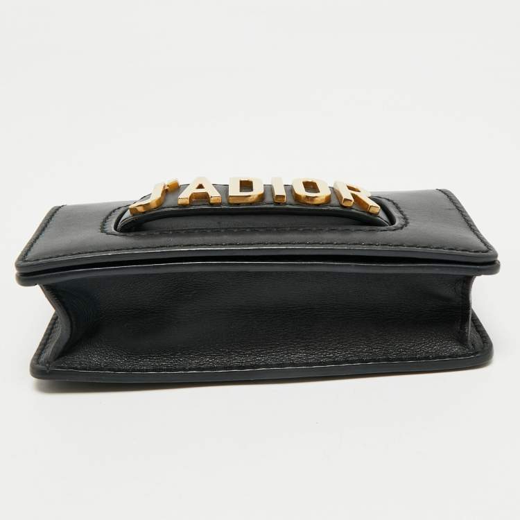Pre Owned Dior Black Leather Mini J'Adior Chain Flap Bag