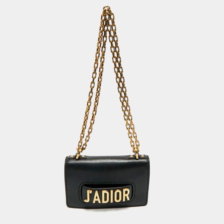 Pre Owned Dior Black Leather Mini J'Adior Chain Flap Bag