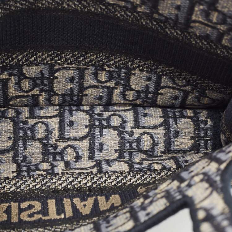 Pre Owned Dior Navy Blue Oblique Canvas Mini Book Tote