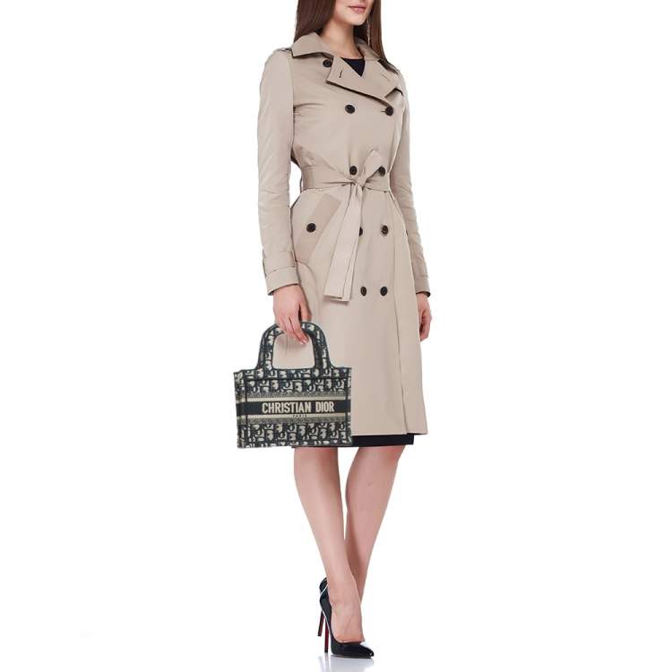 Pre Owned Dior Navy Blue Oblique Canvas Mini Book Tote