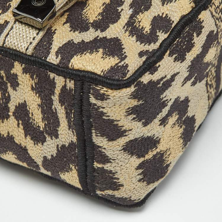 Pre Owned Dior Beige/Black Leopard Print Canvas Diorcamp Bag
