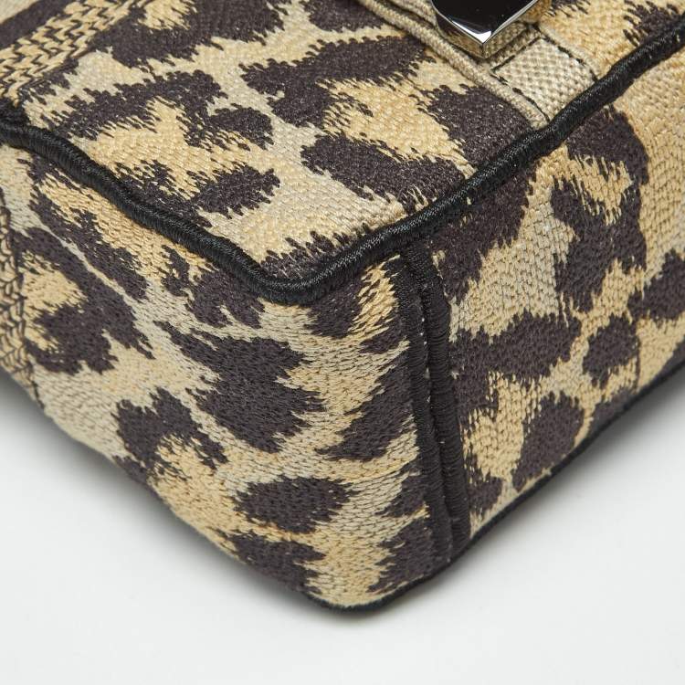 Pre Owned Dior Beige/Black Leopard Print Canvas Diorcamp Bag