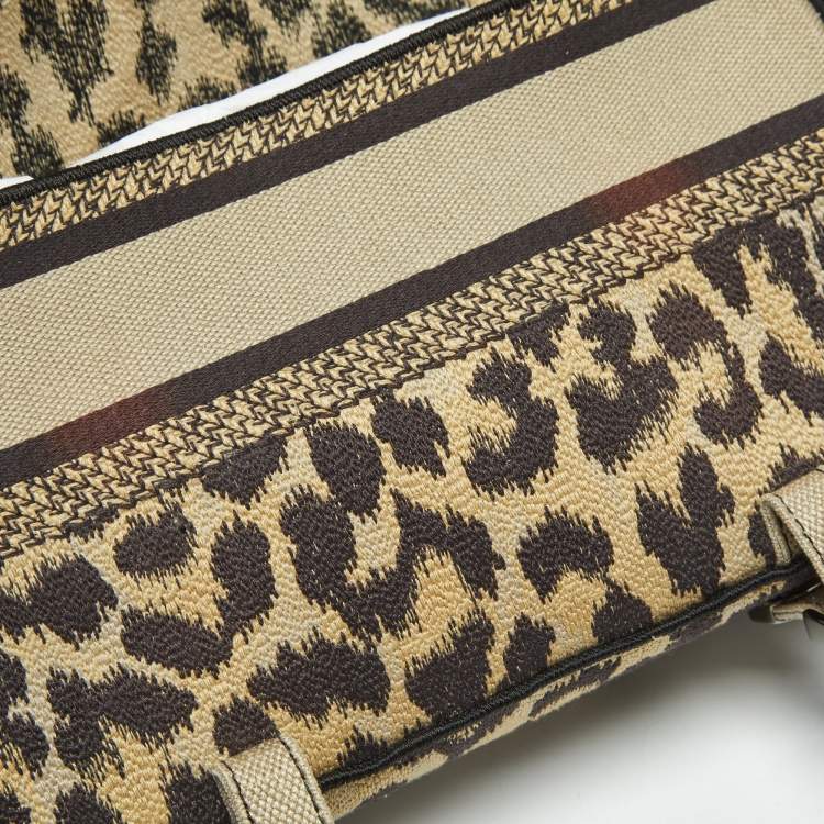 Pre Owned Dior Beige/Black Leopard Print Canvas Diorcamp Bag