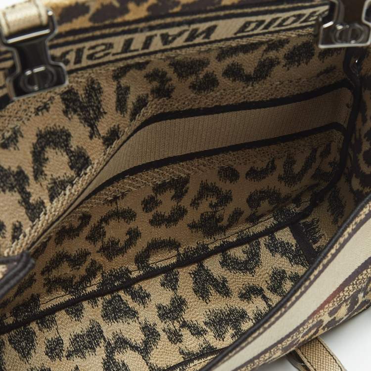 Pre Owned Dior Beige/Black Leopard Print Canvas Diorcamp Bag