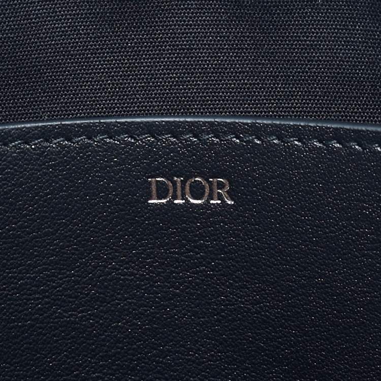 Pre Owned Dior Navy Blue Oblique Canvas and Leather A4 Clutch