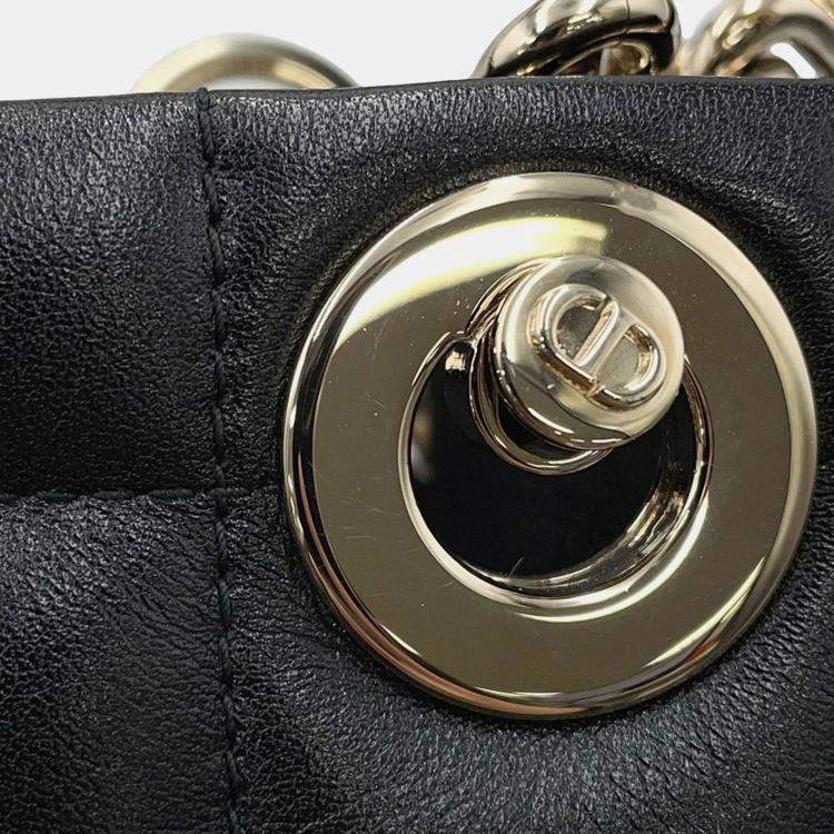 Pre Owned Dior Essential Small Black Leather Tote Bag