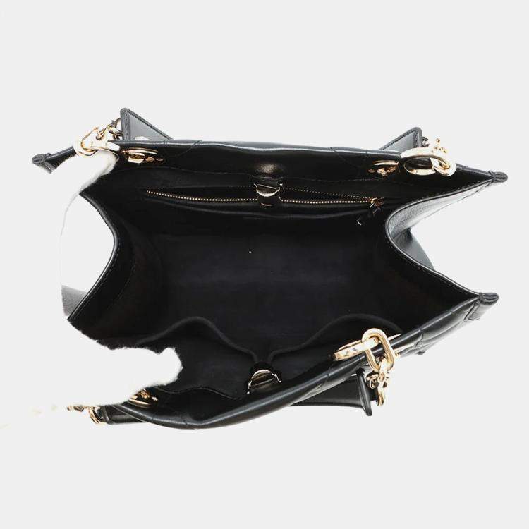 Pre Owned Dior Essential Small Black Leather Tote Bag