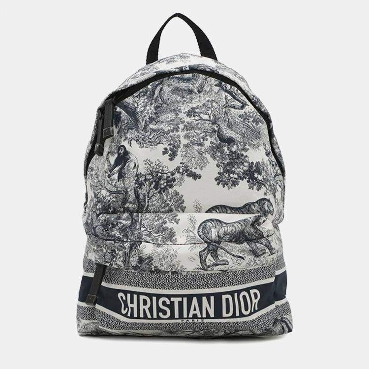 Pre Owned Dior Dior Travel Small White/Navy Nylon Backpack