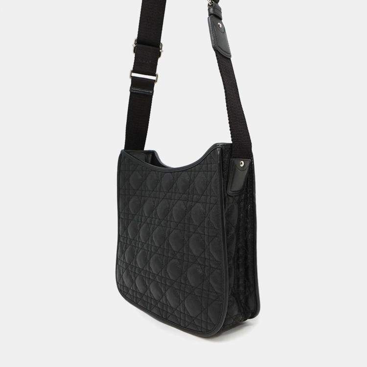Pre Owned Dior Cannage Messenger Blackm1022Ppcd Coating Canvas