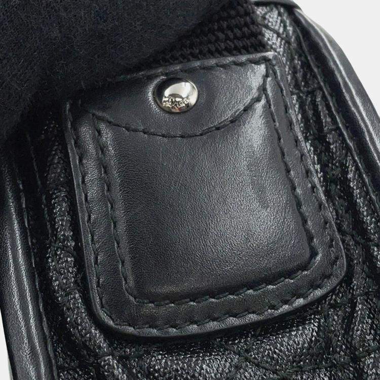 Pre Owned Dior Cannage Messenger Blackm1022Ppcd Coating Canvas
