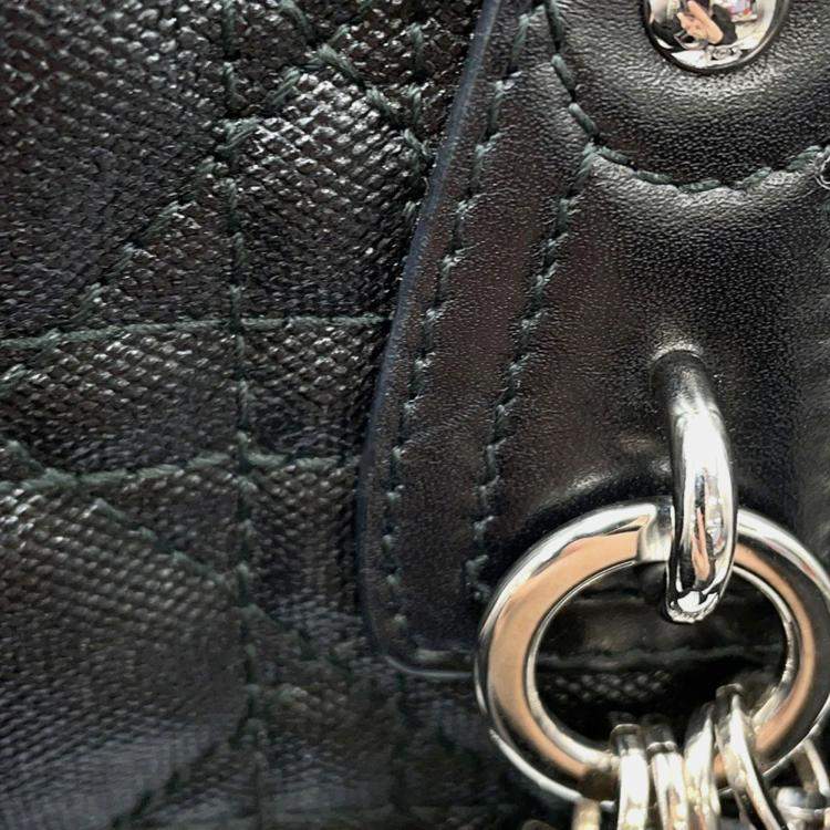 Pre Owned Dior Cannage Messenger Blackm1022Ppcd Coating Canvas