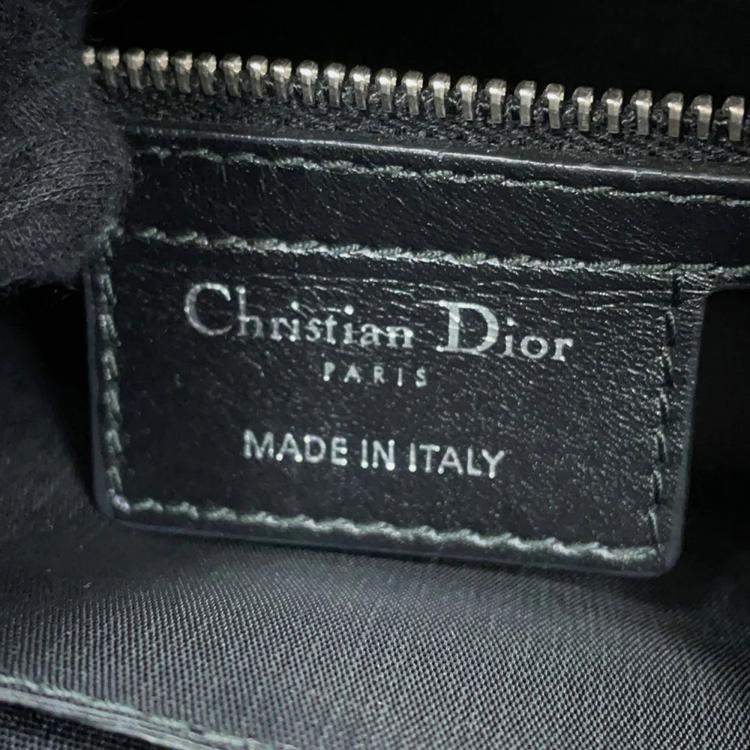 Pre Owned Dior Cannage Messenger Blackm1022Ppcd Coating Canvas