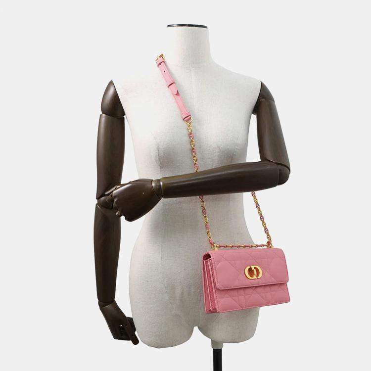 Pre Owned Dior Miss Caro Pink Leather Chain Shoulder Bag