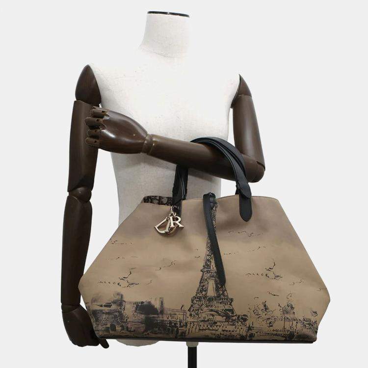 Pre Owned Dior Jules Oblique Tote Bag Beigem2820Ozbp Nylon Leather Size Large