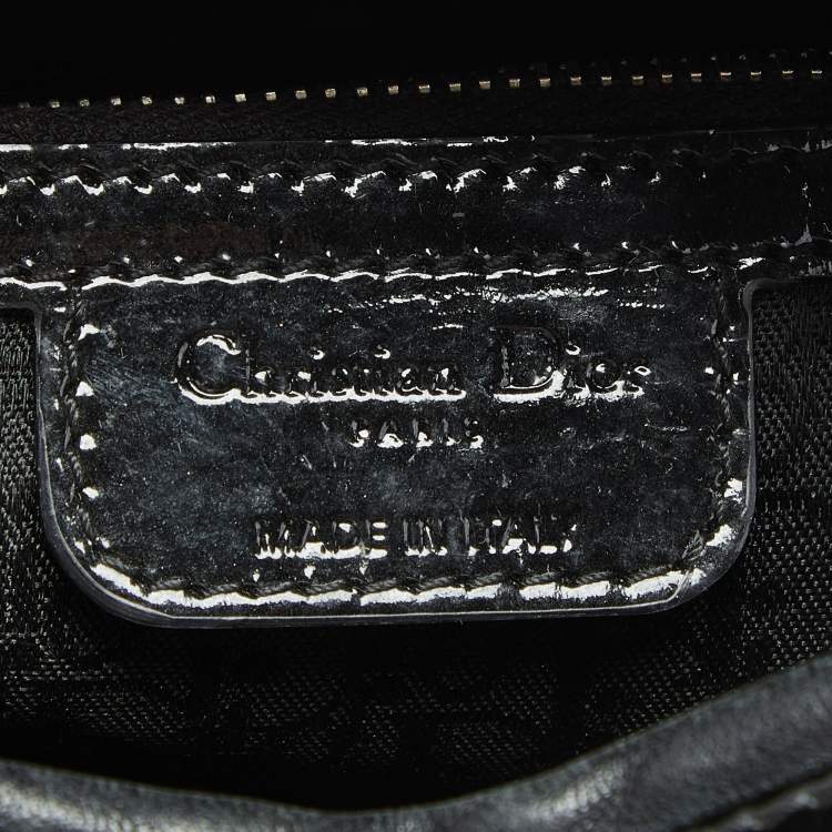 Pre Owned Dior Black Cannage Patent Leather Large Lady Dior Tote