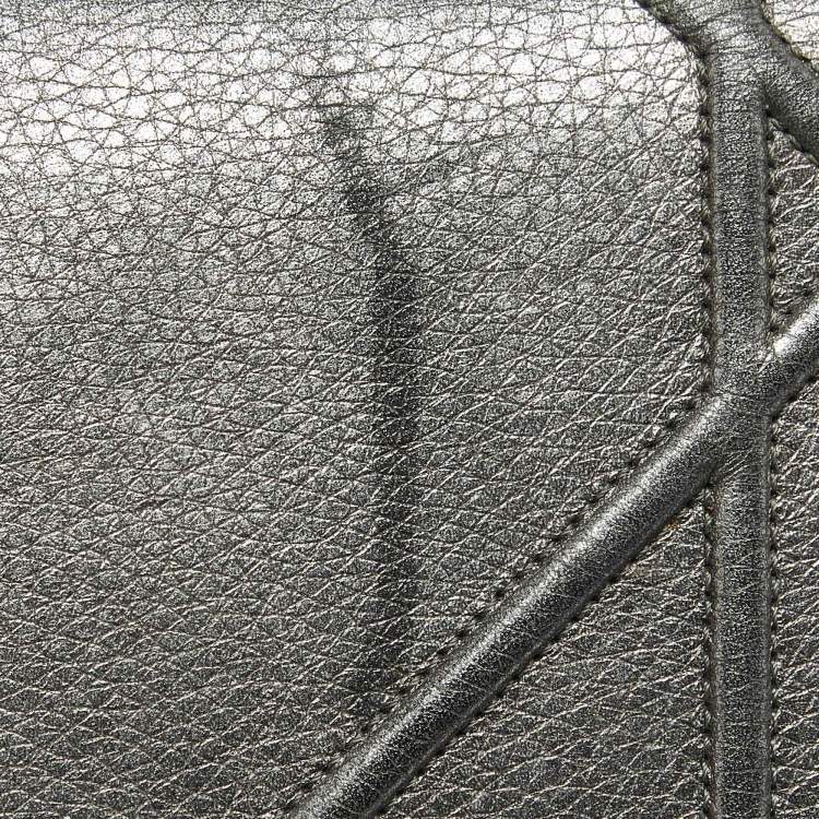 Pre Owned Dior Metallic Grey Leather Medium Diorama Flap Bag