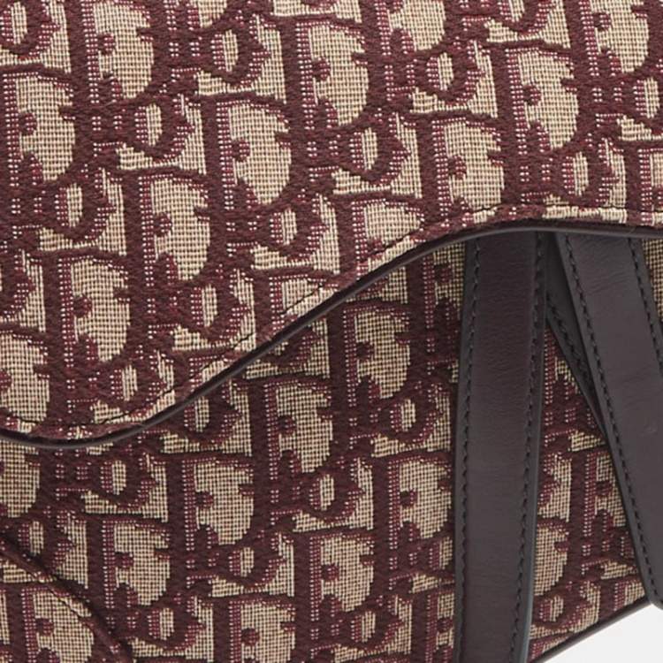 Pre Owned Dior Burgundy Oblique Canvas and Leather Saddle Bag