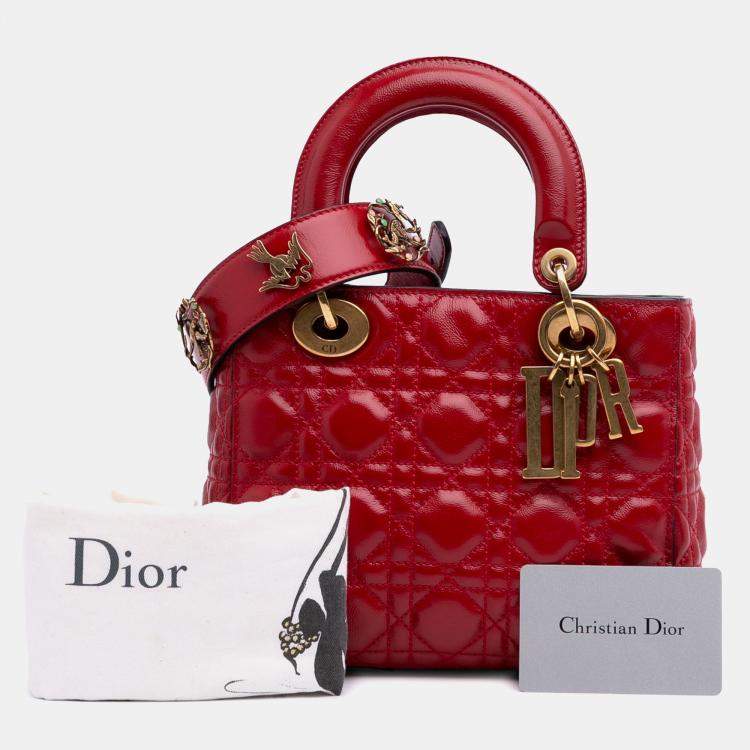 Pre Owned Dior Red Small Calfskin Cannage My ABCDior Lady Dior