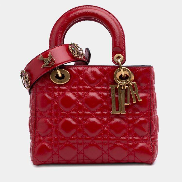 Pre Owned Dior Red Small Calfskin Cannage My ABCDior Lady Dior