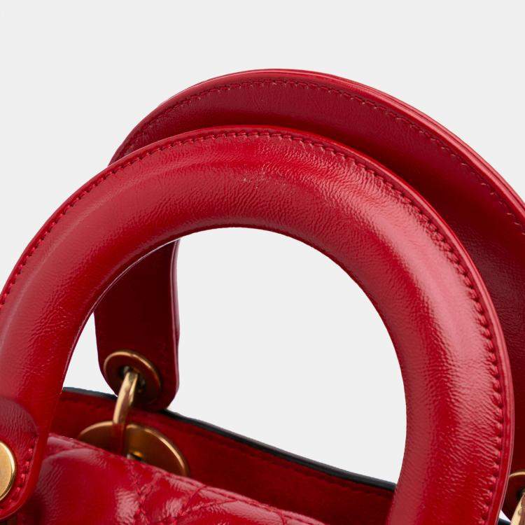 Pre Owned Dior Red Small Calfskin Cannage My ABCDior Lady Dior