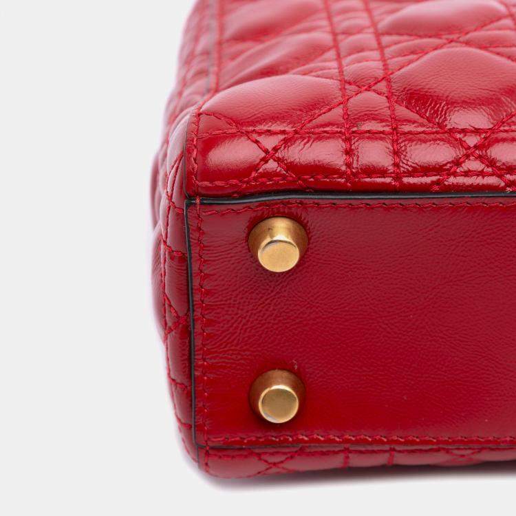 Pre Owned Dior Red Small Calfskin Cannage My ABCDior Lady Dior