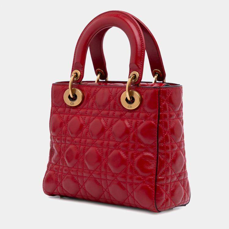 Pre Owned Dior Red Small Calfskin Cannage My ABCDior Lady Dior