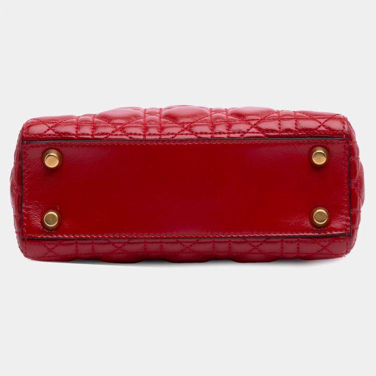 Pre Owned Dior Red Small Calfskin Cannage My ABCDior Lady Dior