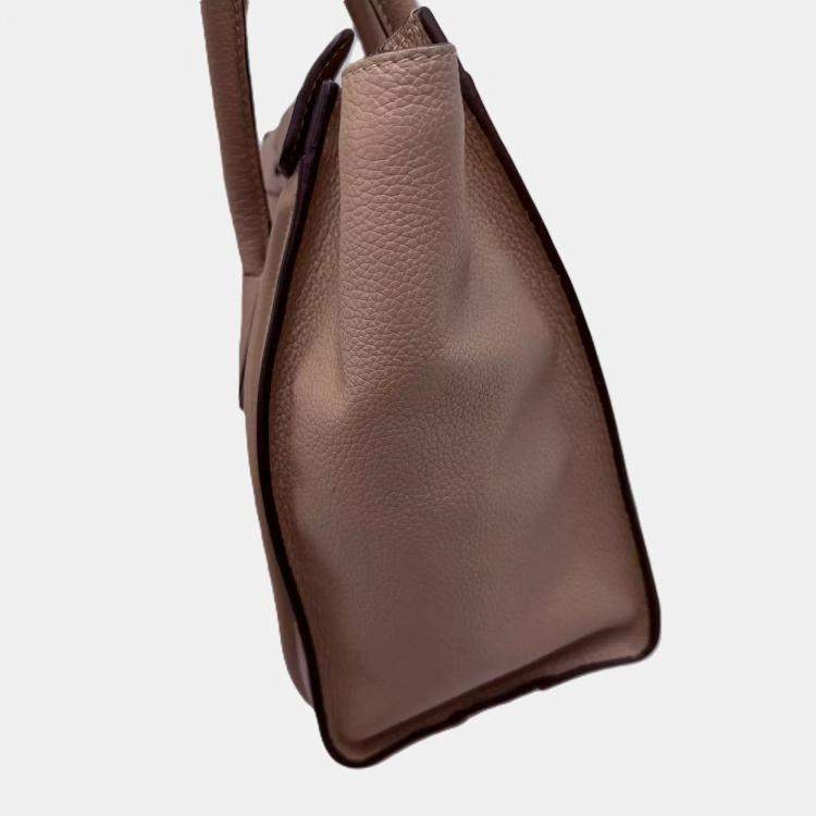 Pre Owned Celine Beige Leather Micro Luggage Tote Bag