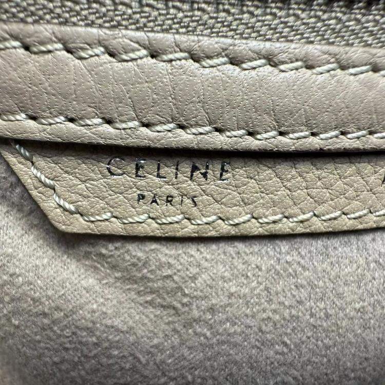 Pre Owned Celine Beige Leather Micro Luggage Tote Bag