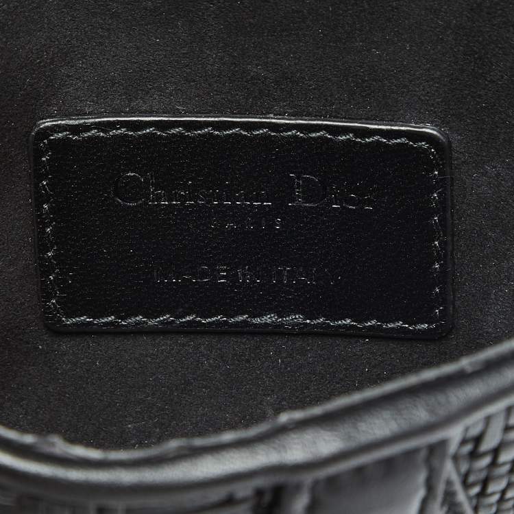Pre Owned Dior Black Woven Leather Saddle Belt Bag