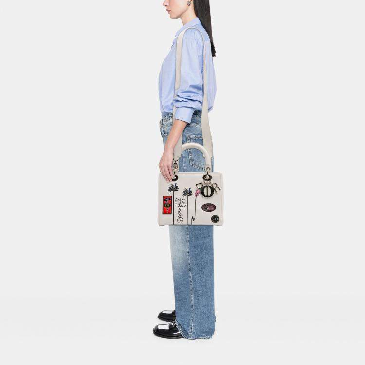 Pre Owned Dior White Medium Lambskin Paradise Lady Dior