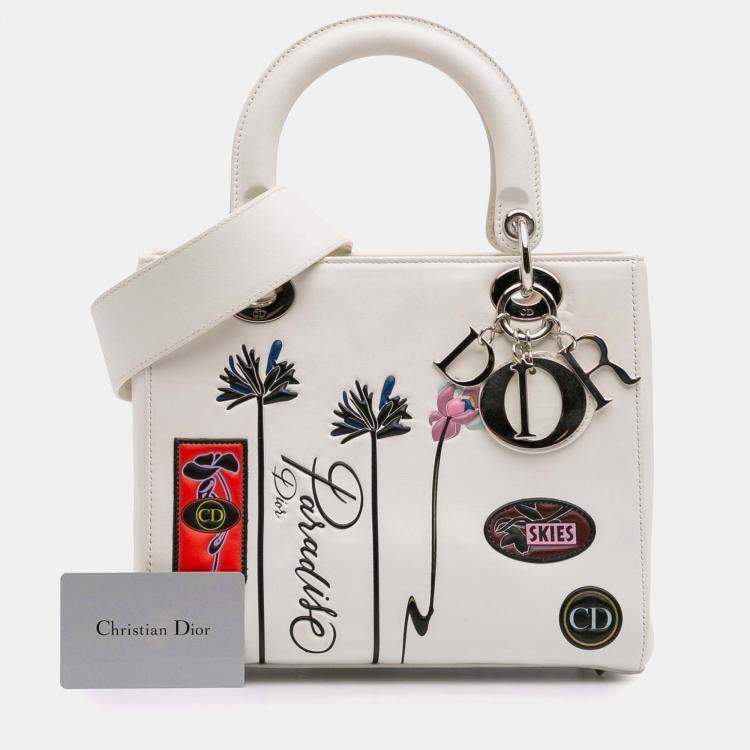 Pre Owned Dior White Medium Lambskin Paradise Lady Dior