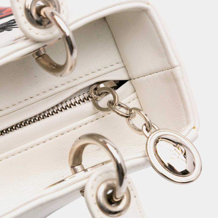 Pre Owned Dior White Medium Lambskin Paradise Lady Dior