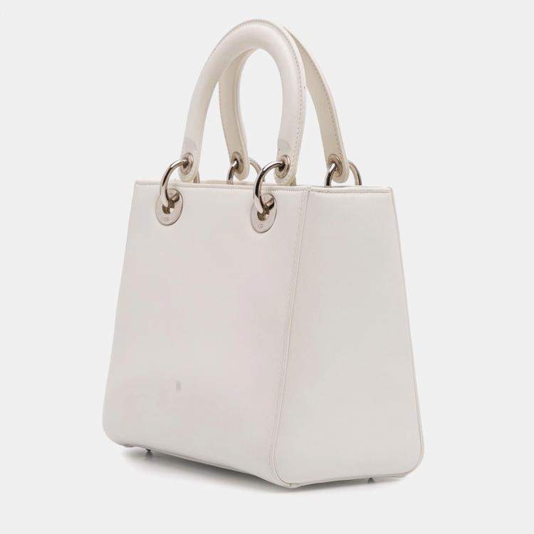 Pre Owned Dior White Medium Lambskin Paradise Lady Dior