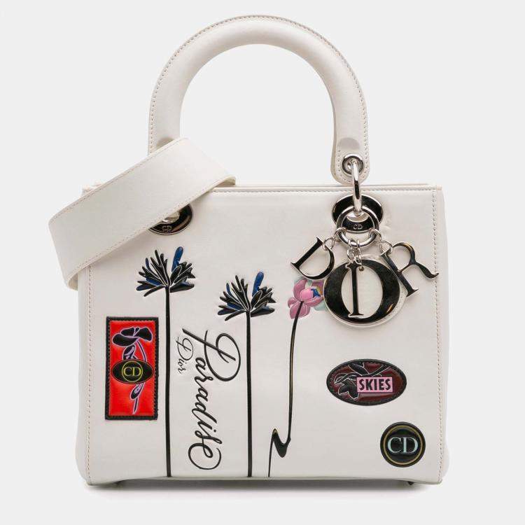 Pre Owned Dior White Medium Lambskin Paradise Lady Dior