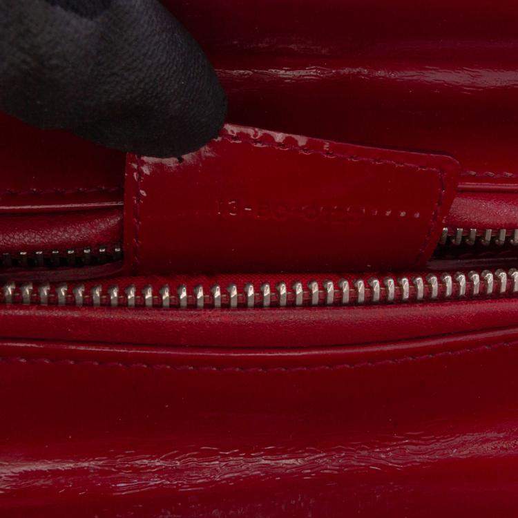 Pre Owned Dior Red Medium Patent Cannage Lady Dior