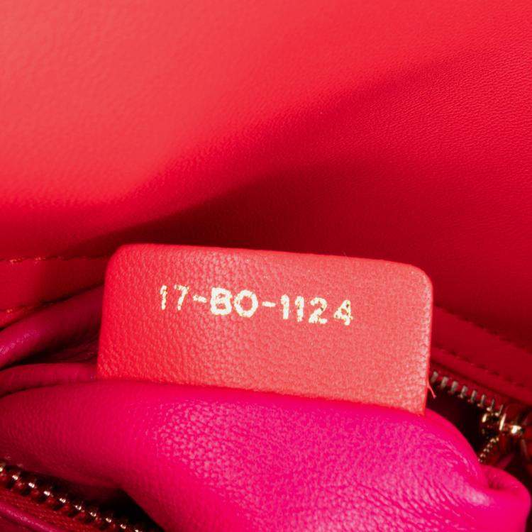Pre Owned Dior Red Mini Bicolor Lambskin Cannage Lady Dior