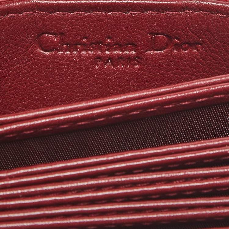 Pre Owned Dior Red Cannage Patent Leather Lady Dior 5 Gusset Card Holder