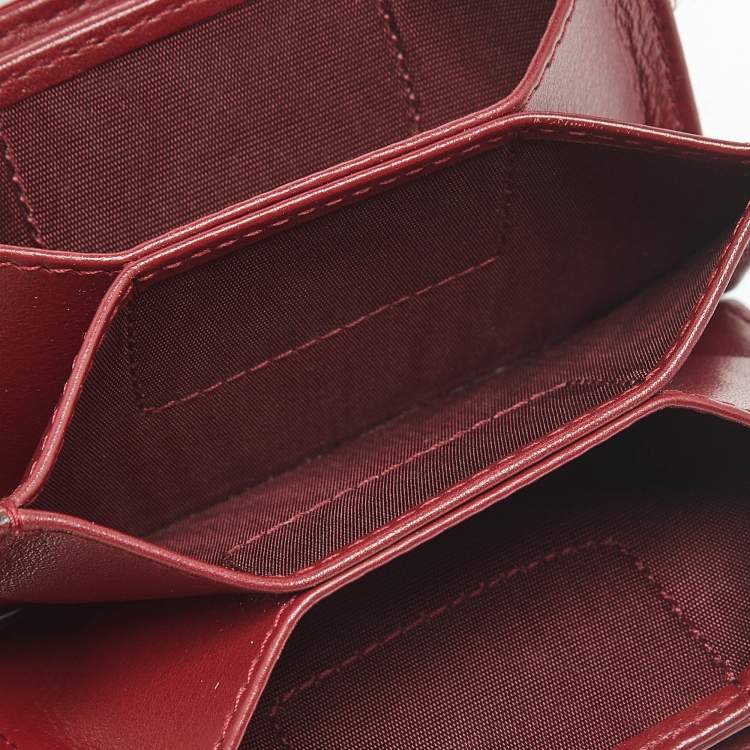 Pre Owned Dior Red Cannage Patent Leather Lady Dior 5 Gusset Card Holder