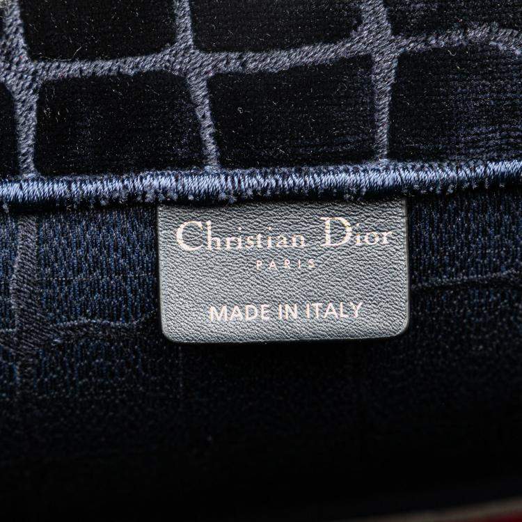 Pre Owned Dior Navy Blue Large Velvet Embossed Book Tote