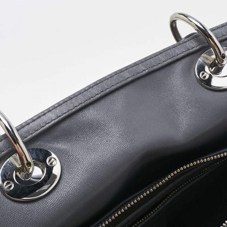 Pre Owned Dior Grey Cannage Leather Granville Tote 