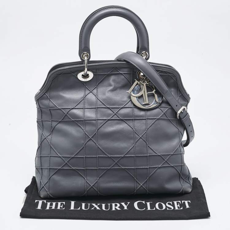 Pre Owned Dior Grey Cannage Leather Granville Tote 