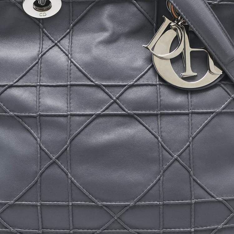 Pre Owned Dior Grey Cannage Leather Granville Tote 