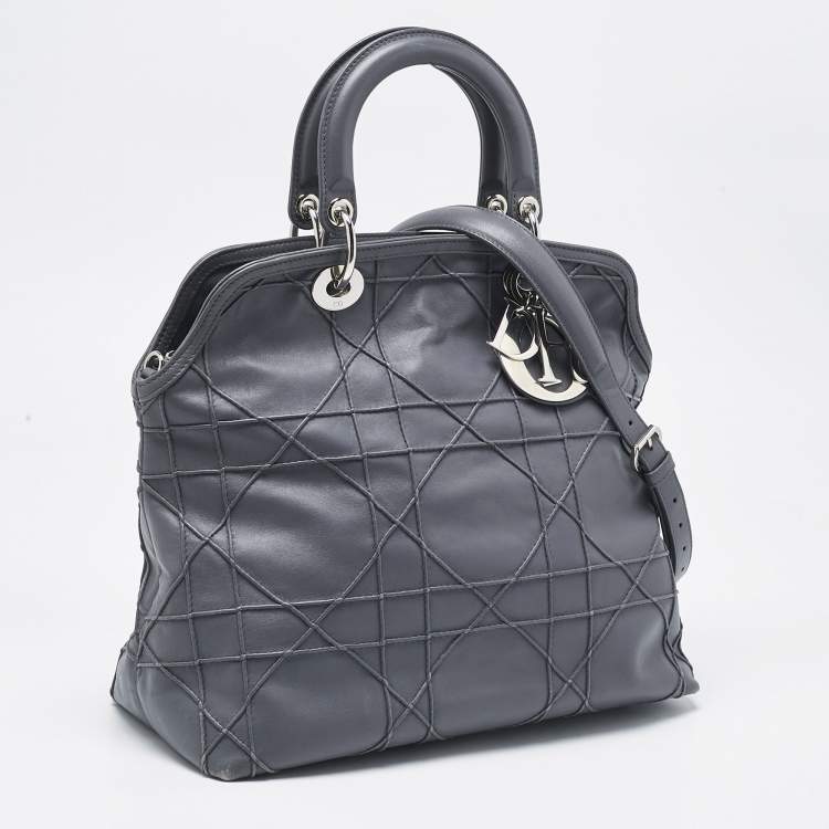 Pre Owned Dior Grey Cannage Leather Granville Tote 